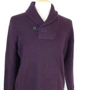 BANANA REPUBLIC burgundy  maroon red MERINO wool shawl collar Sweater L